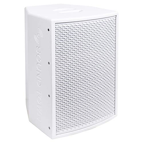 Sound Town KALE-110WPW-R | REFURBISHED: KALE Series 10” 500W Powered DJ PA Speaker w/ Bluetooth, Titanium Compression Driver, 3-Channel Mixer, White-Left View