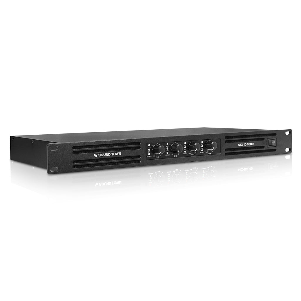 Sound Town CARME-105BNIX 1U Class-D 4-Channel PA/DJ Power Amplifier, 4 x 720W RMS at 4-ohm - Left View