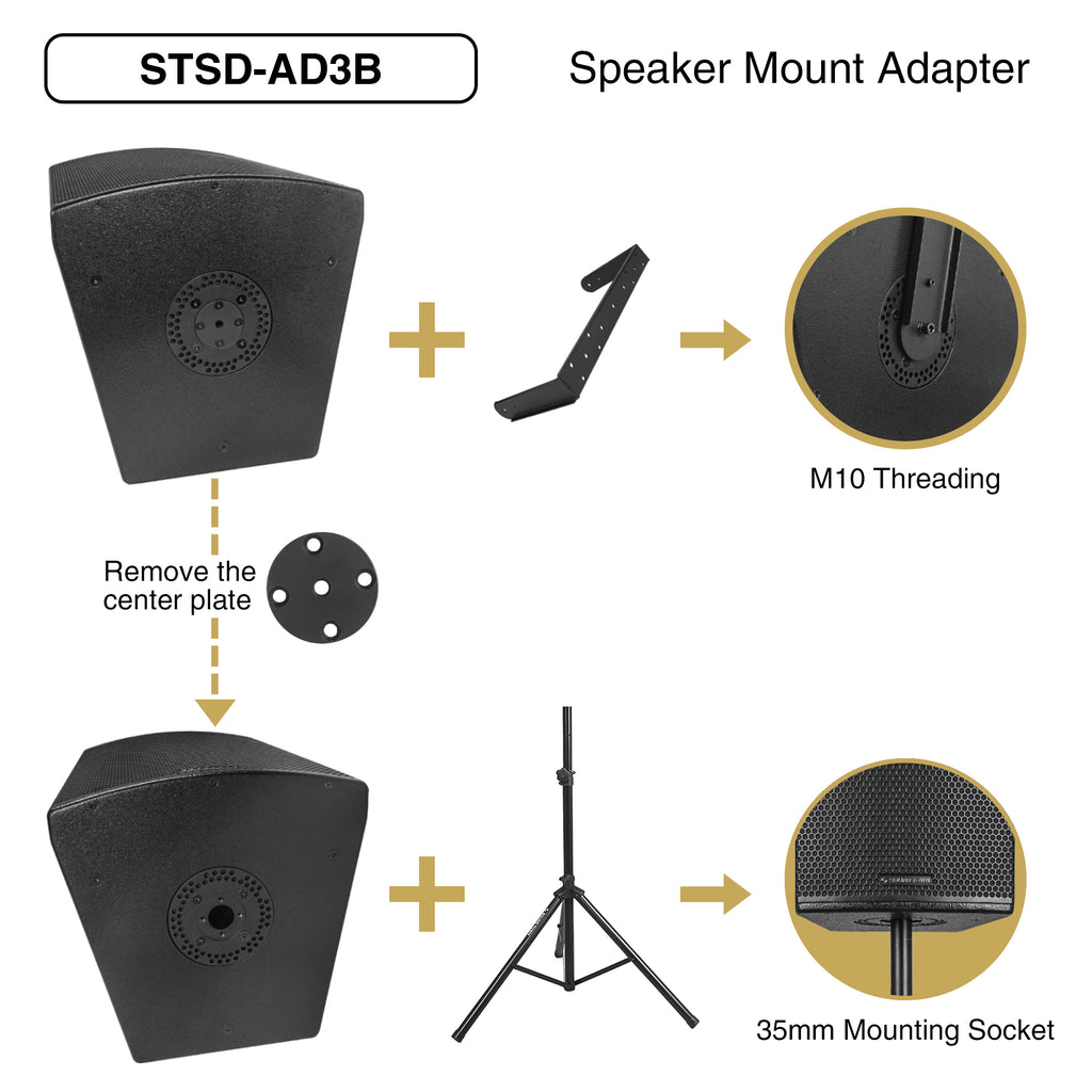 Sound Town CARME-115BG3 | CARME Series 15" 900W 2-Way Professional PA DJ Speaker, Black with Titanium Driver for Installation, Live Sound, Karaoke, Bar, Church Speaker Mount Adapter