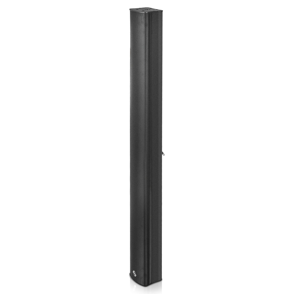 Sound Town CARPO-M106B-R | REFURBISHED: Weather-Resistant Compact Aluminum Line Array Column Speaker with Wall Mount Bracket, 10 x 3" Woofers, 6 x 1.2" Tweeters, Black - Left View