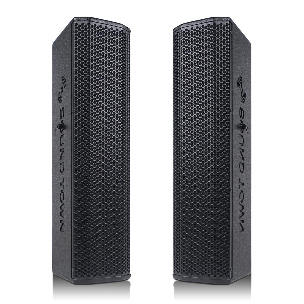 Sound Town CARPO-M12V5 | CARPO Series Pair of Passive Wall-Mount Column Mini Line Array Speakers with 4 x 5” Woofers, Black for Live Event, Church, Conference, Lounge, Installation