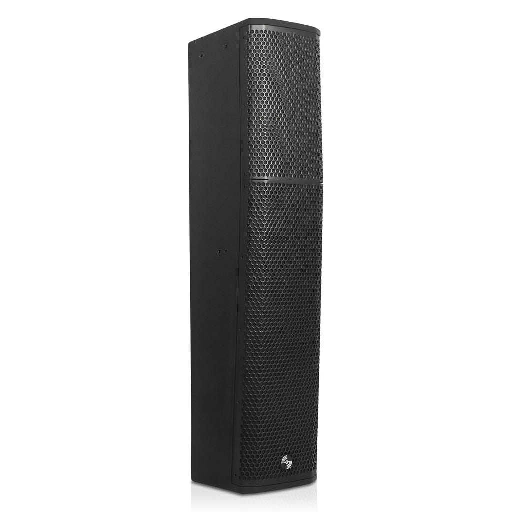 Sound Town CARPO-P6SLB | High-Power 900W Passive Slant Column Line Array Speakers with 4x5" Woofers, Birch Plywood, Asymmetrical Vertical Coverage, Black-Right Angle