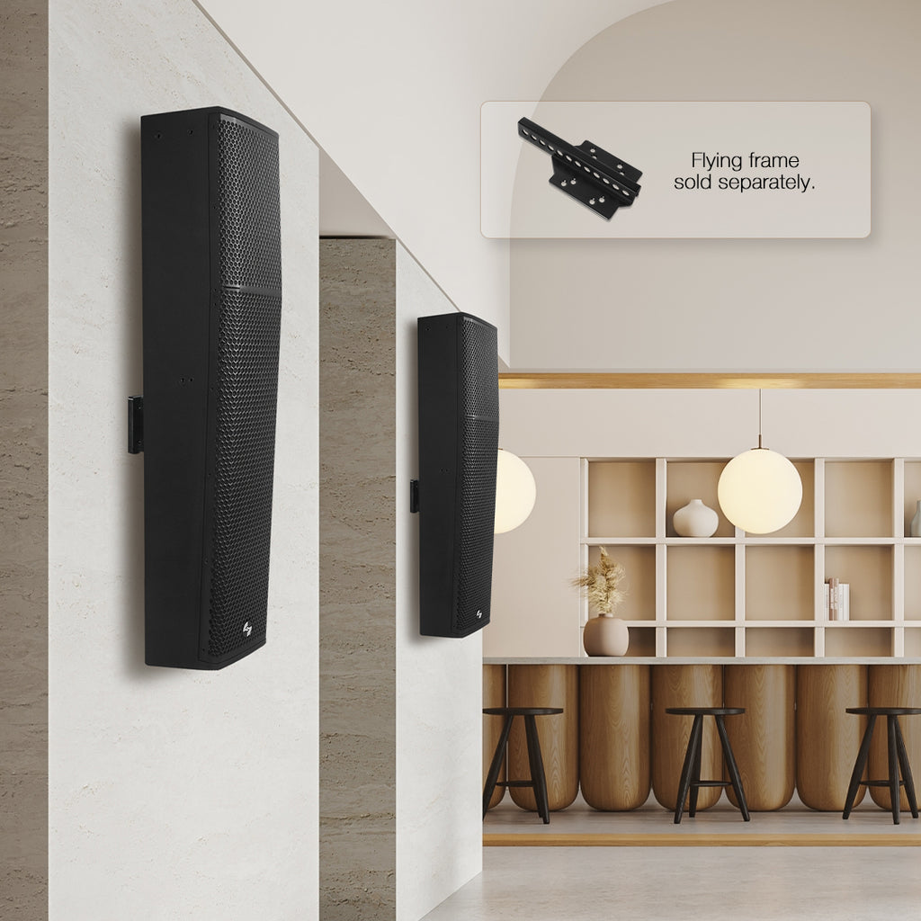 Sound Town CARPO-P6SLB | High-Power 900W Passive Slant Column Line Array Speakers with 4x5" Woofers, Birch Plywood, Asymmetrical Vertical Coverage, Black - Wall-Mount Installation