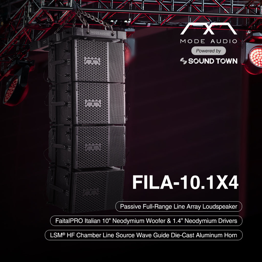 Sound Town FILA-10.1X4 | Mode Audio Four 10" 1400W Passive Line Array Loudspeakers System, with Italian FaitalPRO Neodymium Woofer and Drivers, Baltic Birch Plywood, Black for Concerts, Theatres, Live Events, Churches, Music Festivals
