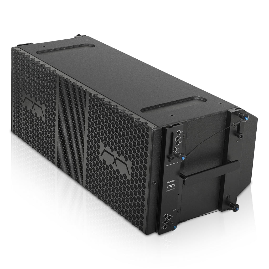 Sound Town FILA-10.2-R | REFURBISHED: MODE Audio Dual 10" 2-Way 2640W Line Array Loudspeakers, w/ Italian FaitalPRO Neodymium Drivers, Bi-Amp, Baltic Birch Plywood, Aluminum Side Handles, Black-Left Side