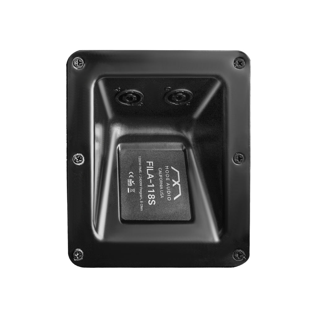 Sound Town FILA-118S Mode Audio Series 18" 2400W Line Array Subwoofer with Built-in Italian High Power LF Driver, Black-Rear Panel