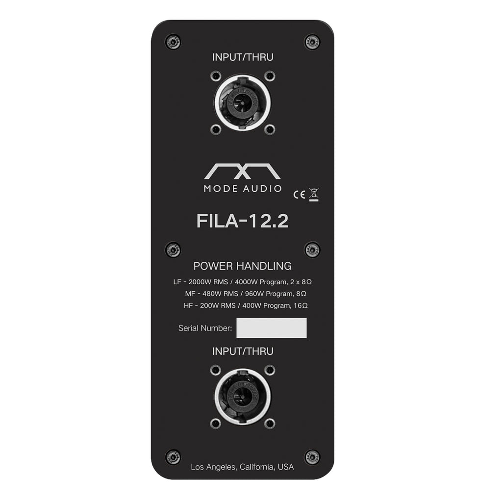 MODE Audio FILA-12.2 | FILA Series Dual 12" Three-Way High Power Full-Range Variable Curvature Line Array Loudspeakers, with Italian-Made FaitalPRO Neodymium Drivers, Baltic Birch Plywood, Black - Input Plate