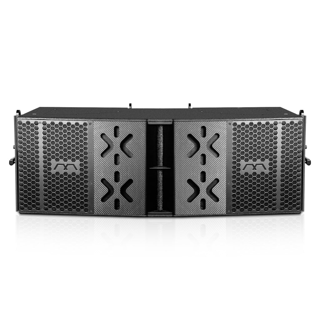 MODE Audio FILA-12.2 | FILA Series Dual 12" Three-Way High Power Full-Range Variable Curvature Line Array Loudspeakers, with Italian-Made FaitalPRO Neodymium Drivers, Baltic Birch Plywood, Black - Front Panel