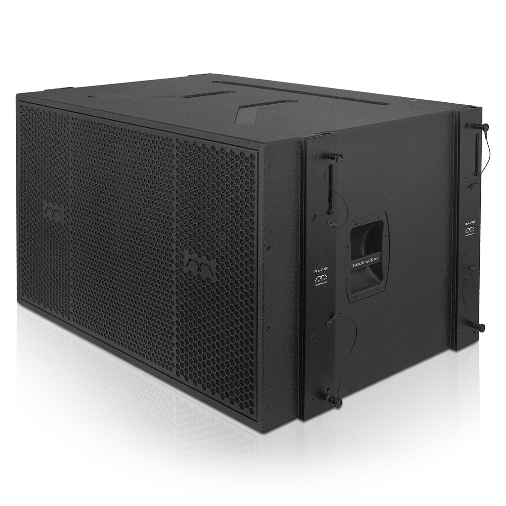 Sound Town FILA-218SB | MODE Audio Series 2x18" 6400 Watts High Power Line Array Subwoofer with Built-In Italian Neodymium LF Drivers, Birch Plywood, Black - Left Side