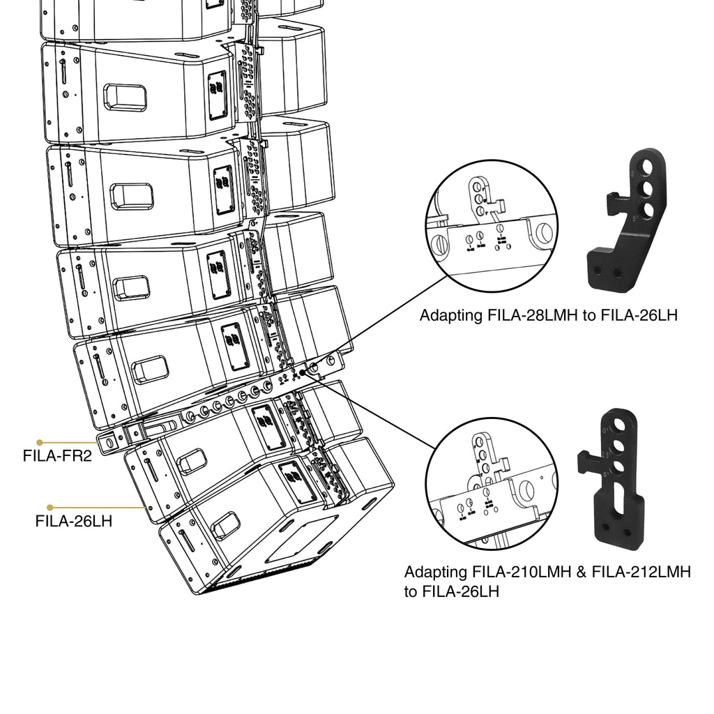 Sound Town FILA-FR2 | MODE Audio Flying Frame for FILA-26LH/FILA-28LMH/FILA-210LMH/FILA-212LMH-Rear Rigging Hardware for adapting FILA-28LMH to the FILA-26LH or the FILA-210LMH/212LMH to the FILA-26LH