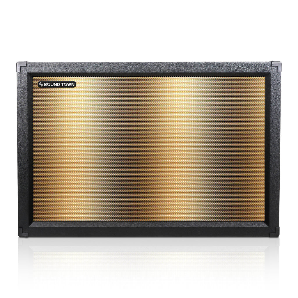 Sound Town GUC212BK-EC-R | REFURBISHED: 2x12" Empty Guitar Speaker Cabinet, Birch Plywood, Black, Wheat Cloth Grill, Front or Rear Loading, Compatible with Celestion/Eminence Speakers - Vintage Design