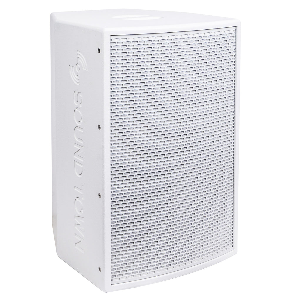 Sound Town KALE-112WPW-PAIR | KALE Series 2-Pack 12” 700W Powered DJ PA Speaker with Bluetooth and 3-Channel Mixer, for Mobile DJ, Live Sound, Karaoke, Bar, Church, White - Right Panel