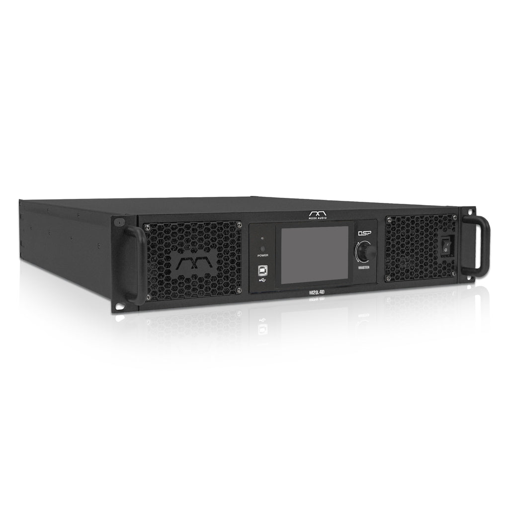 Sound Town M20.4D | Class-D 4-Channel PA/DJ Professional Power Amplifier, DSP, Dante, FIR, 4 x 3400W RMS at 4Ω, Capacitive Touch Screen, PFC Power-Right Angle