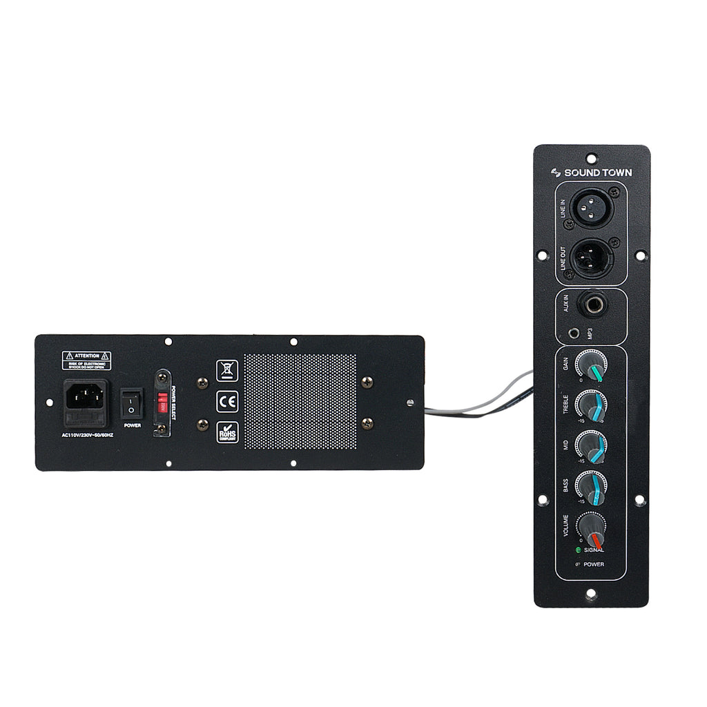 Sound Town METIS-10MPW-PAIR METIS Series 10” 300W Powered DJ PA Stage Floor Monitor Pro Audio Speaker w/ Compression Driver for Live Sound, Karaoke, Bar, Church - Plate Amplifier Panel