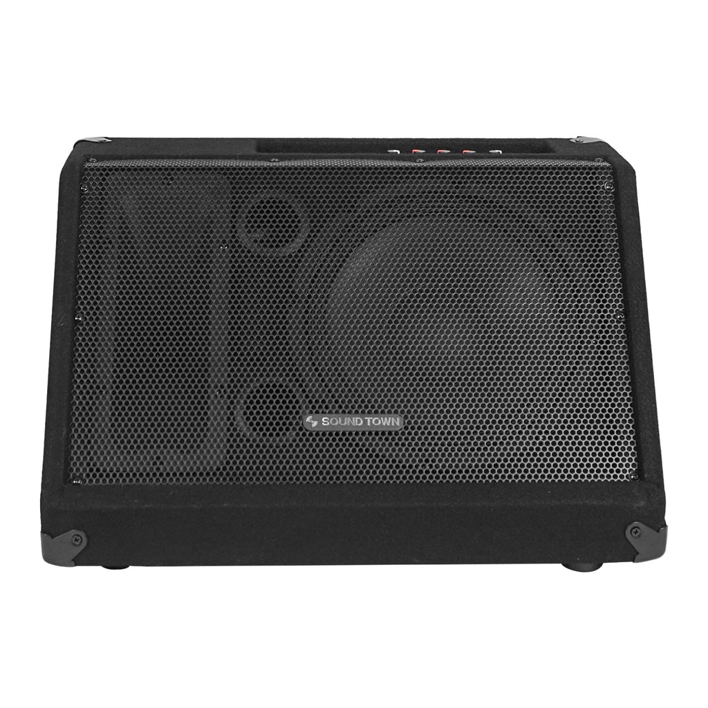 Sound Town METIS-12MPW-PAIR METIS Series 2-Pack 12" 500W Powered DJ PA Stage Floor Monitor Speakers with Compression Driver for Live Sound, Bar, Church - Front Panel
