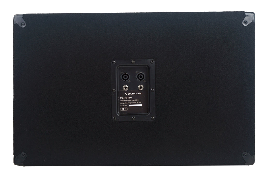 Sound Town METIS-15M-R | REFURBISHED: METIS Series 15” 600W Passive DJ PA Stage Floor Monitor Pro Audio Speaker w/ Compression Driver for Live Sound, Karaoke, Bar, Church - Back Panel