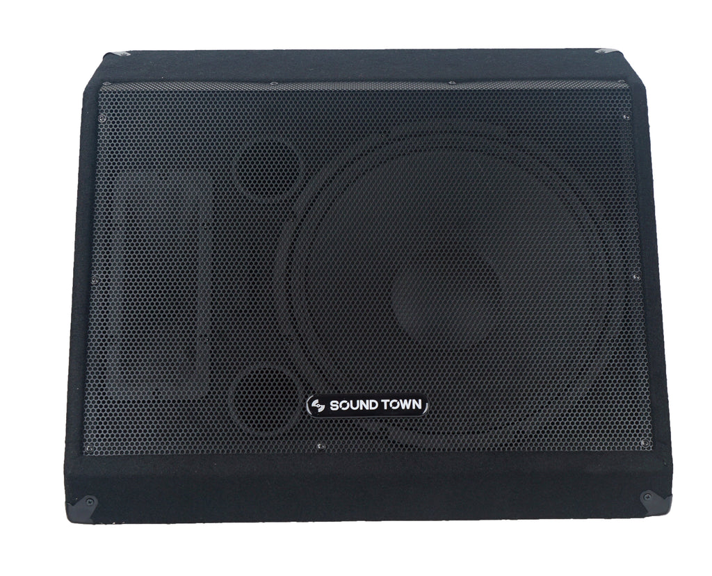 Sound Town METIS-15M-R | REFURBISHED: METIS Series 15” 600W Passive DJ PA Stage Floor Monitor Pro Audio Speaker w/ Compression Driver for Live Sound, Karaoke, Bar, Church - Metal Grille