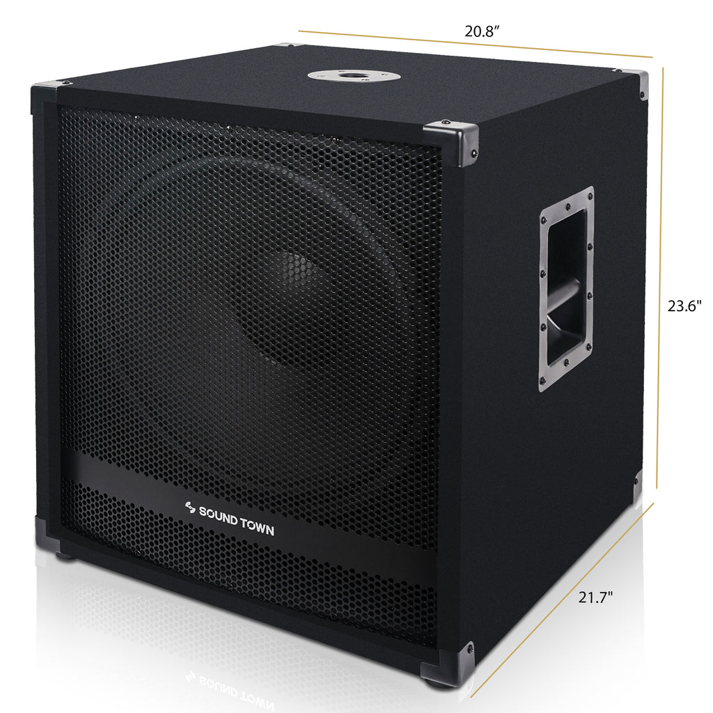 Sound Town METIS-18PWG-R | REFURBISHED: METIS Series 2400 Watts 18" Powered Subwoofer with Class-D Amplifier, 4-inch Voice Coil, High-Pass Filter - Dimensions