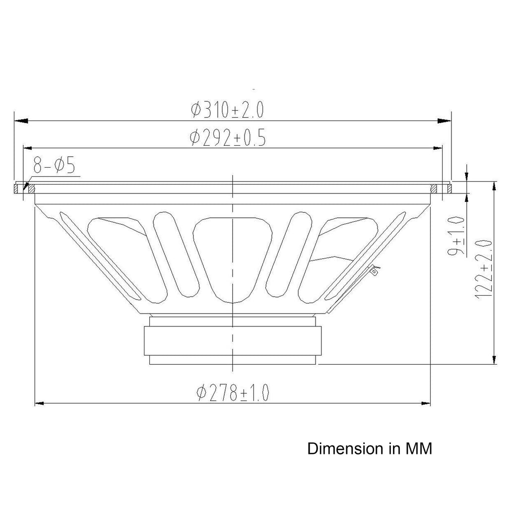 Sound Town MLF-12-R | REFURBISHED: 12" Raw Woofer Speaker, 250 Watts Pro Audio PA DJ Replacement Low Frequency Driver - Size Dimensions