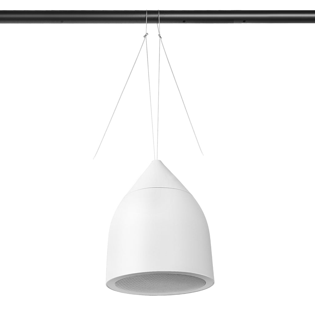 Sound Town PAC180X6PD6W | 6.5" Weather-resistant Pendant Speaker, 70V/100V/8-Ohm, Indoor/Outdoor Commercial Speaker for Home and Commercial Installation, White - Includes Main and Safety hanging Cables for Secure Ceiling Suspension