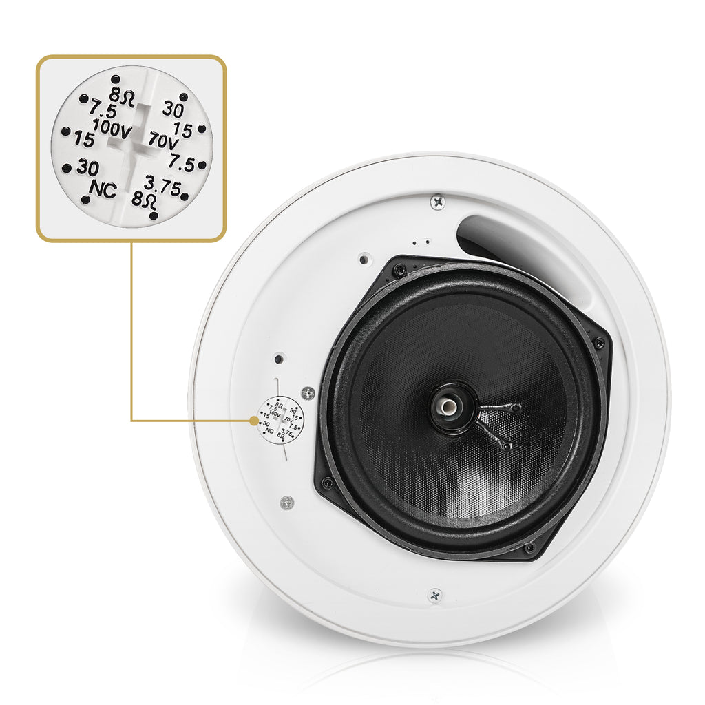 Sound Town PAC180X6PD6W | 6.5" Weather-resistant Pendant Speaker, 70V/100V/8-Ohm, Indoor/Outdoor Commercial Speaker for Home and Commercial Installation, White - Transformer Control Panel/Plate
