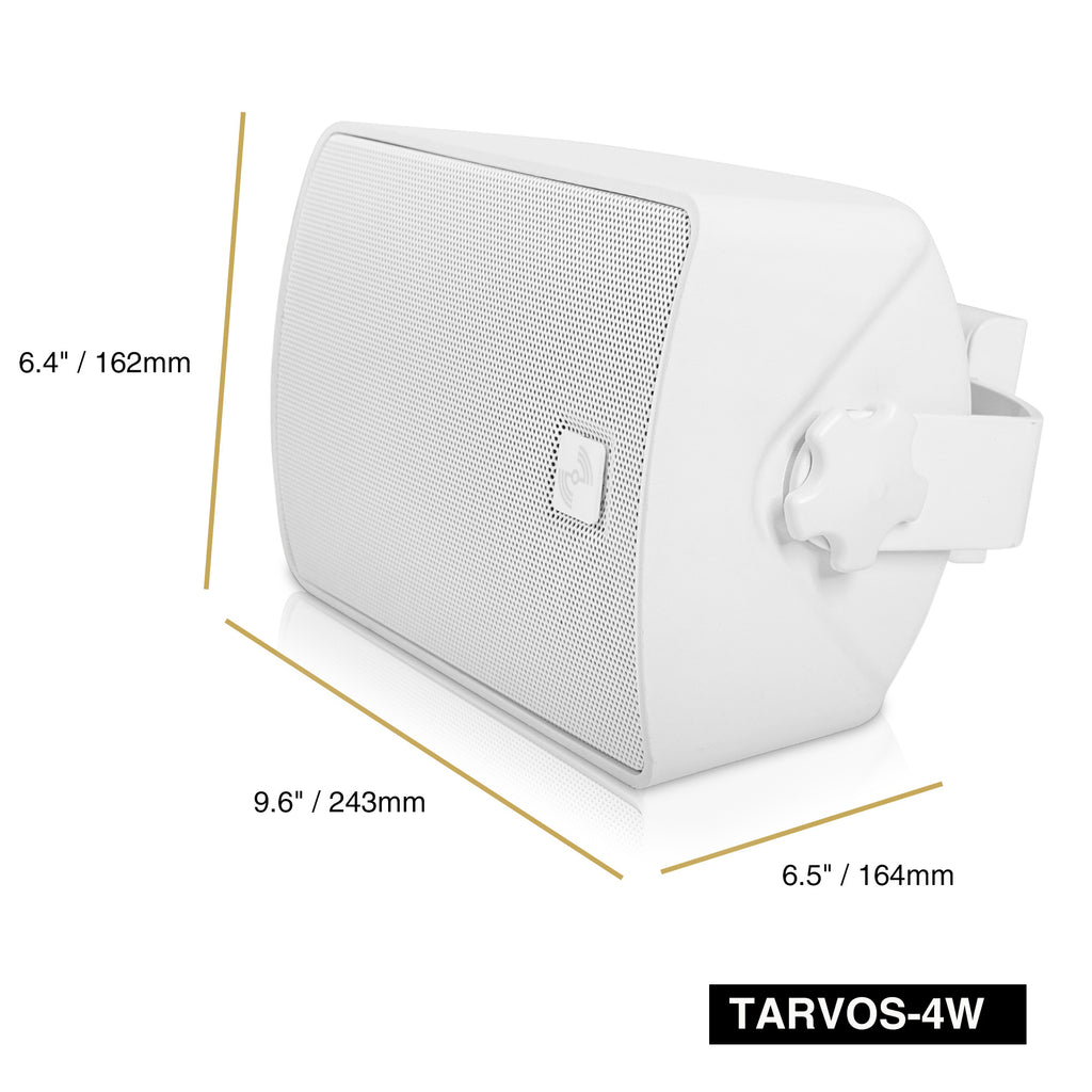 Sound Town PAC180X6TV4W | Pair of 4.5" Weather-Resistant Surface-Mount Speakers, Indoor/Outdoor, 70V/100V/8ohm, for Home & Commercial Installation, White - Size and Dimensions