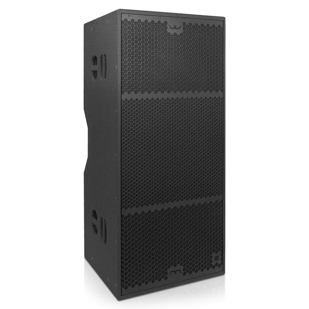 Sound Town PIL-218SB | MODE Audio Series 2x18" 4000 Watts High Power Line Array Subwoofer with Built-In Italian Neodymium LF Drivers, Birch Plywood, Black-Right Angle