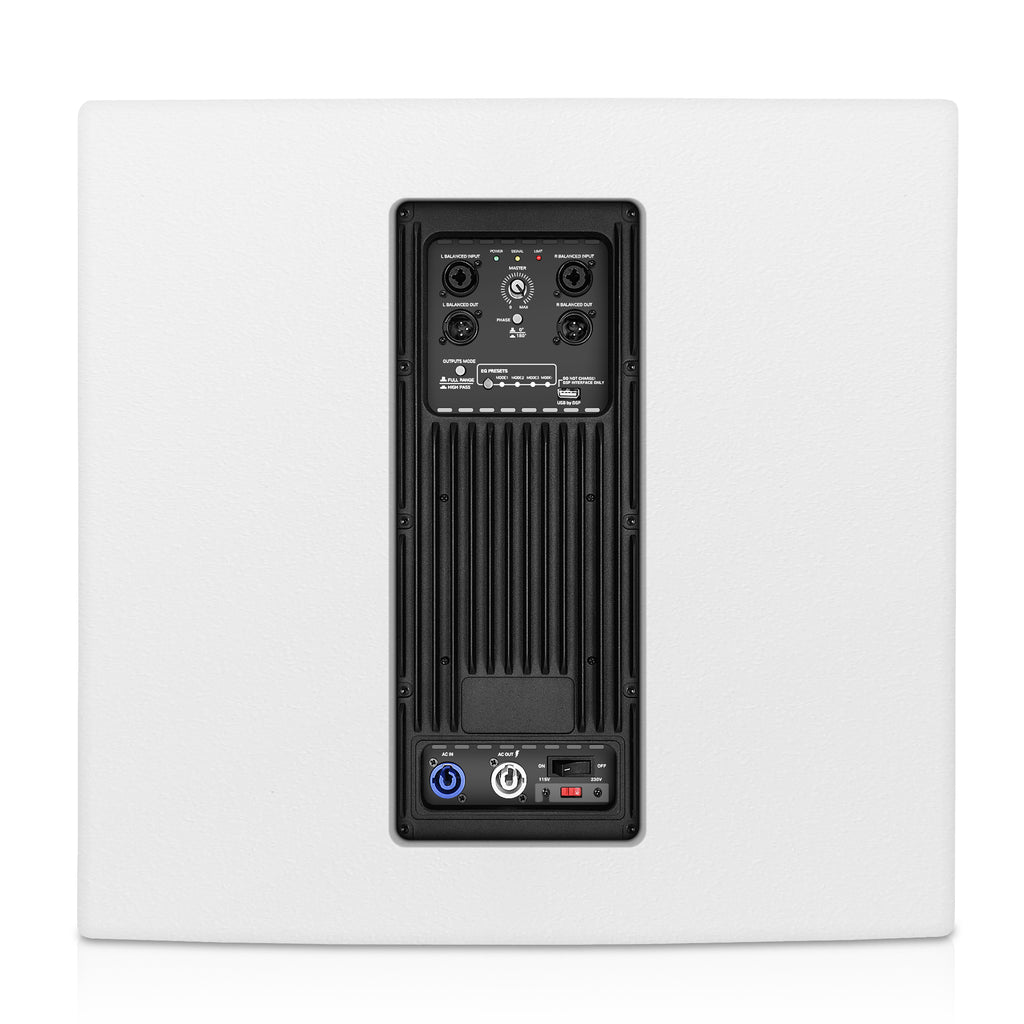 Sound Town PS-18SWK12WPW CARME Series 1600W 18” Powered Subwoofer with DSP, Birch Plywood, White - Back Panel