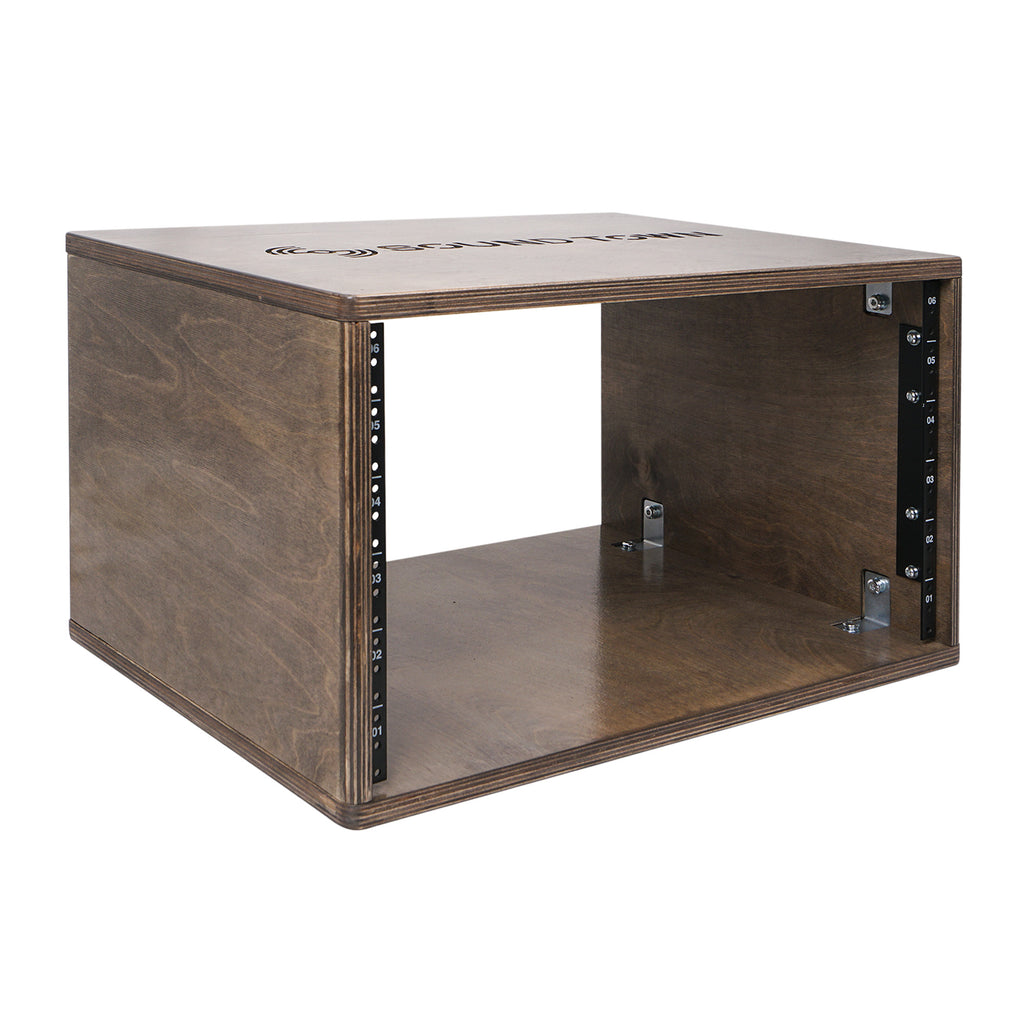 Sound Town SDRK-Y6B DIY 6U Studio Rack with Baltic Birch Plywood, Weathered Brown - Straight, Stackable Design
