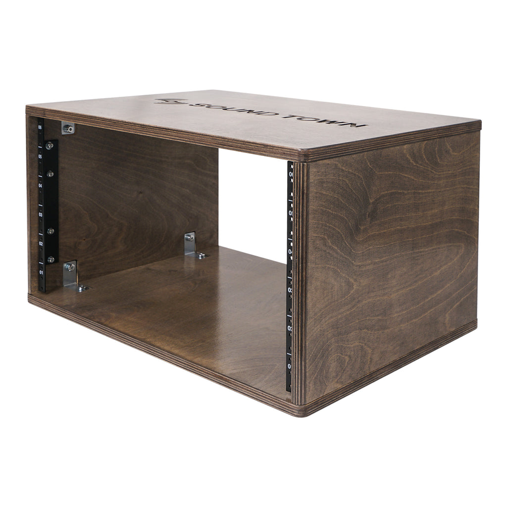 Sound Town SDRK-Y6B DIY 6U Studio Rack with Baltic Birch Plywood, Weathered Brown - Tabletop, Desktop