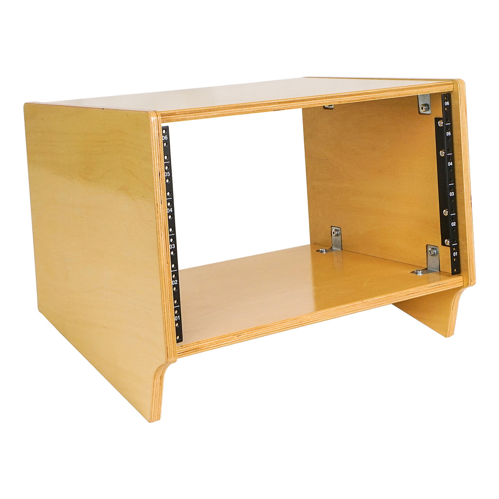 Sound Town SDRK-Y6SL DIY 6U Angled Desktop Turret Studio Rack with Baltic Birch Plywood, Golden Oak, Assembly Required - Server Devices