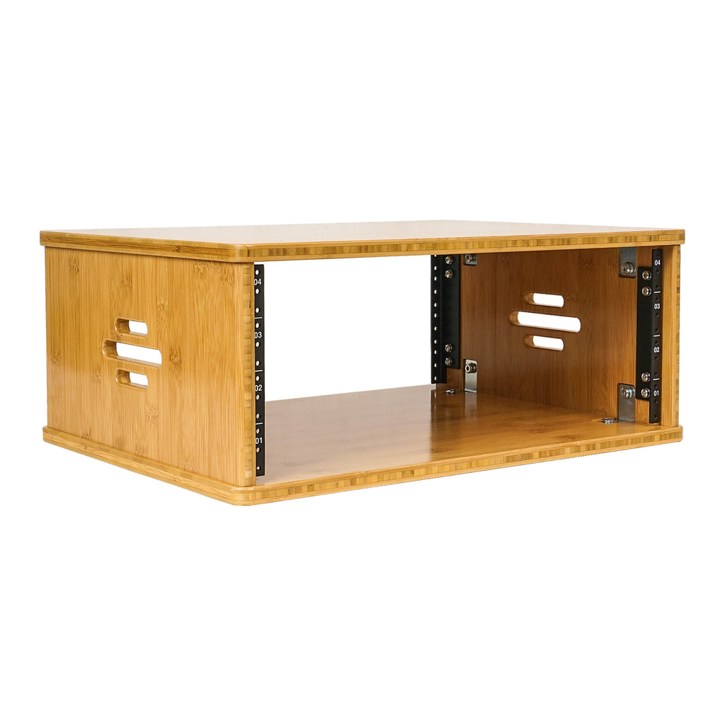 Sound Town STBR-4U | DIY 4U Solid Bamboo Studio Rack w/ 14.2" Depth, Ventilation for Recording Room, PA/DJ Pro Audio, Home Audio - Right Panel, Stackable