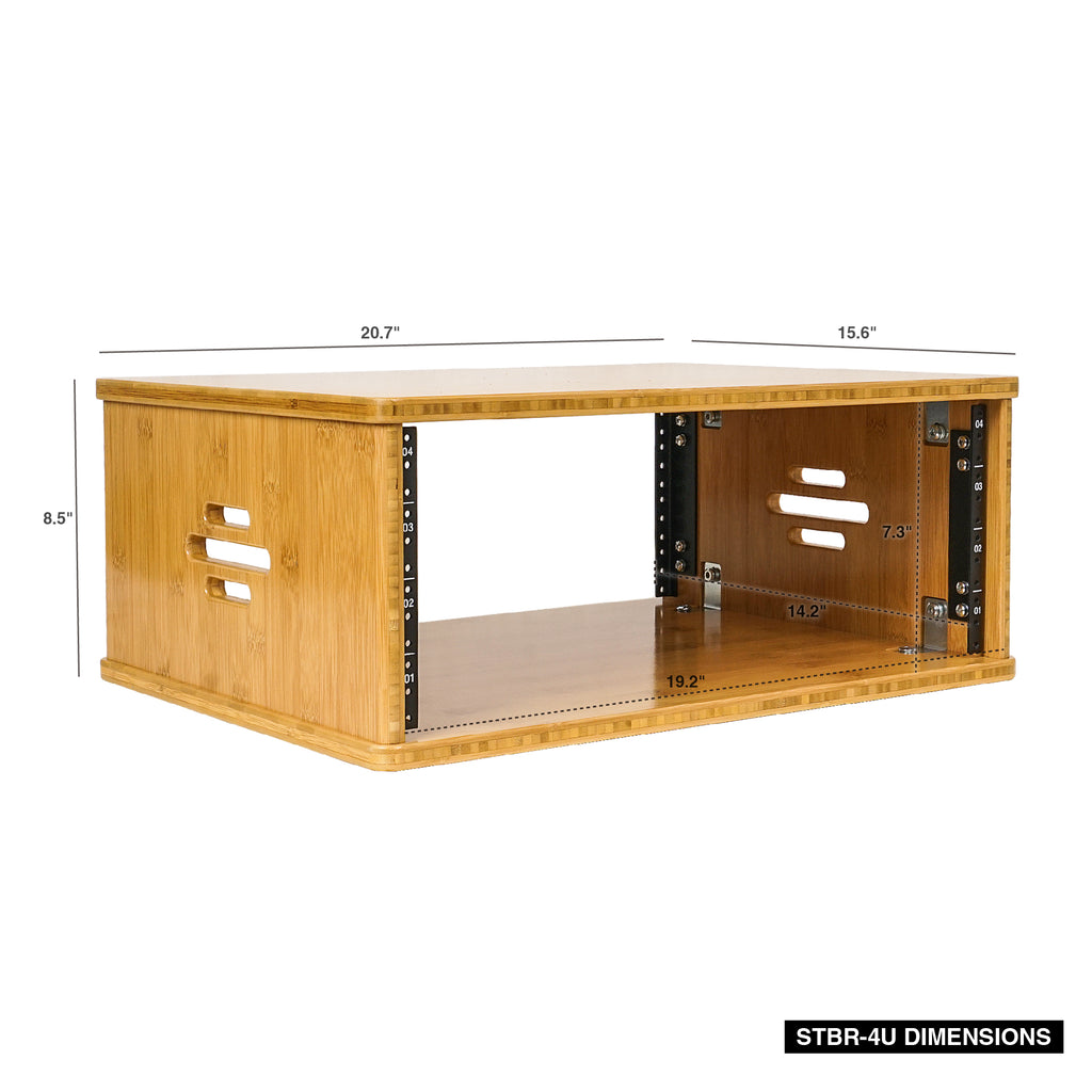 Sound Town STBR-4U-R | REFURBISHED: DIY 4U Solid Bamboo Studio Rack w/ 14.2" Depth, Ventilation for Recording Room, PA/DJ Pro Audio, Home Audio - Size & Dimensions