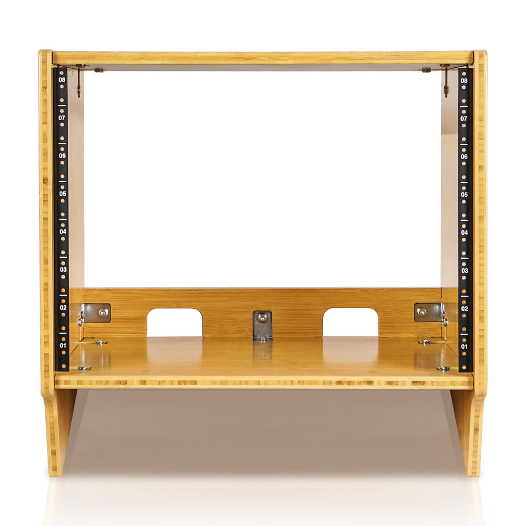 Sound Town STBR-8SL | DIY 8U Angled Desktop Turret Studio Rack, Solid Carbonized Bamboo, Assembly Required - Recording Room