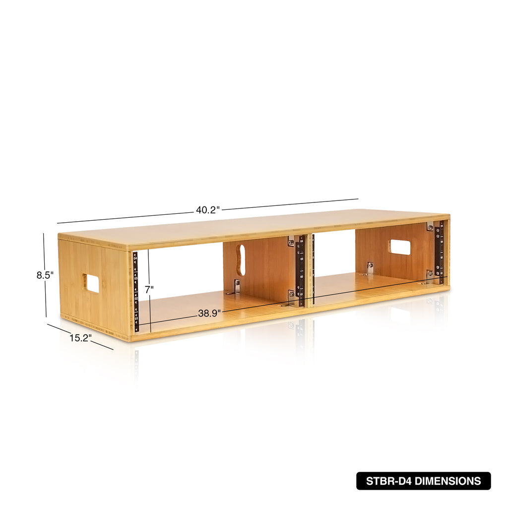Sound Town STBR-D4-R | REFURBISHED: DIY 2 x 4U Studio Rack, Solid Carbonized Bamboo, for Recording Room, Home Studio - Size and DImensions