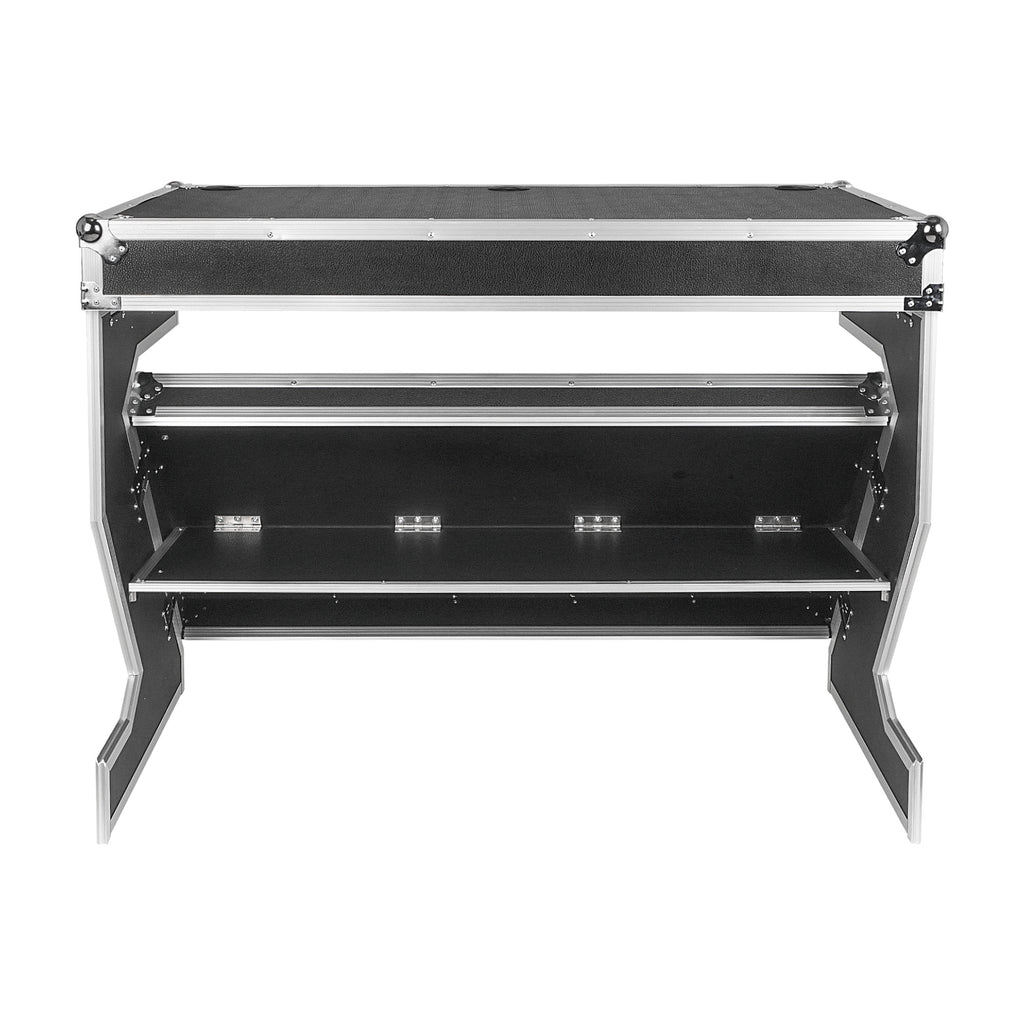 Sound Town STDJT-Z46W | DJ Z Table Workstation Folding Mobile Flight Case with Wheels and Handles, Durable Plywood-Back