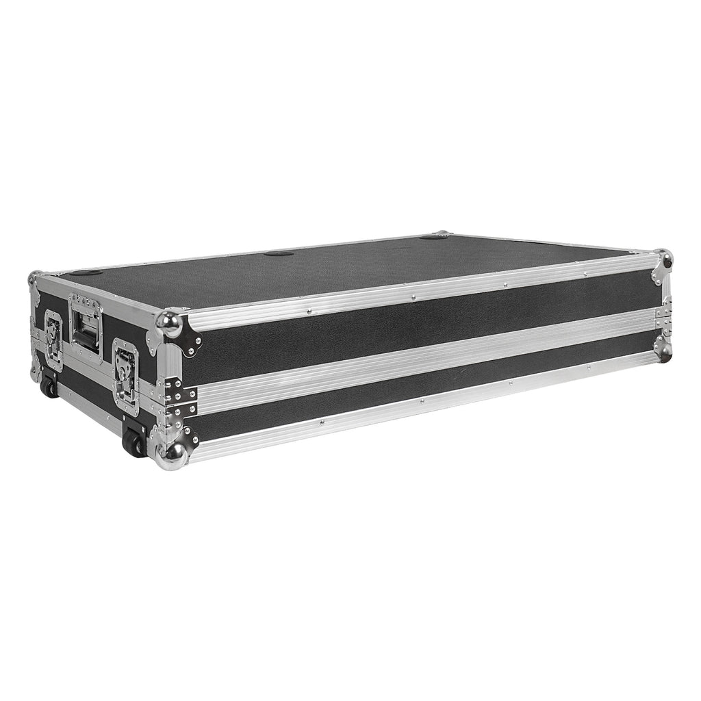 Sound Town STDJT-Z46W | DJ Z-Table Workstation Folding Mobile Flight Case with Wheels and Handles, Durable Plywood-Easy Transport