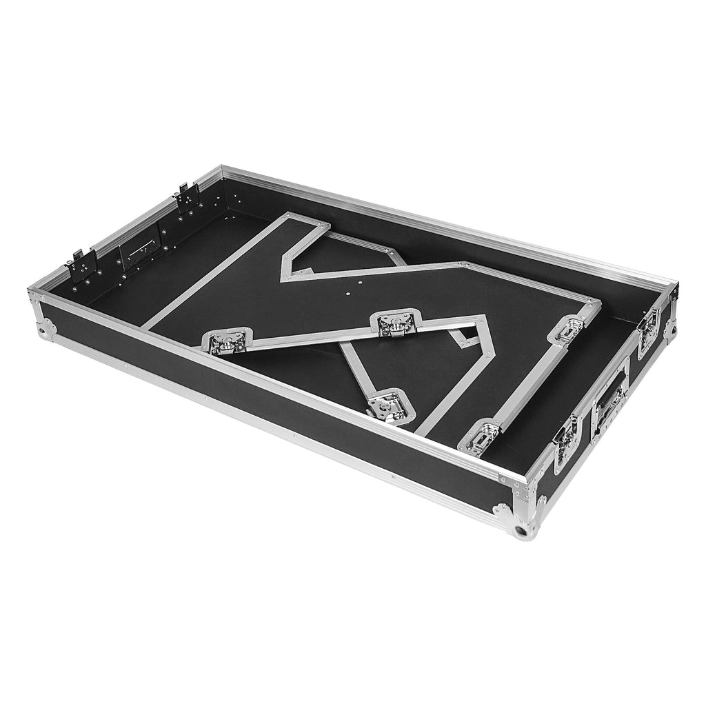 Sound Town STDJT-Z46W | DJ Z-Table Workstation Folding Mobile Flight Case with Wheels and Handles, Durable Plywood-Portable
