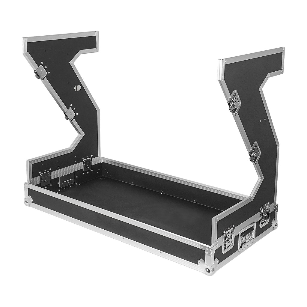 Sound Town STDJT-Z46W | DJ Z Table Workstation Folding Mobile Flight Case with Wheels and Handles, Durable Plywood-Z Legs