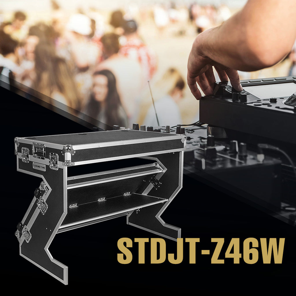 STDJT-Z46W DJ Z Table Workstation Folding Mobile Flight Case for Home Studios and Live Event