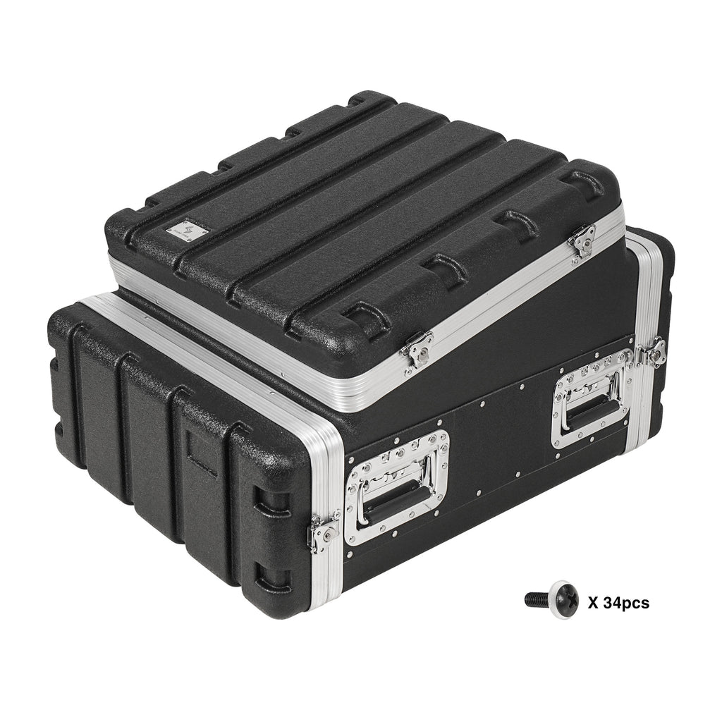 Sound Town STMR-A10X4U | Lightweight and Compact 4U ATA ABS Rack Case, with Slant Mixer Top, 21" Depth, 10U Top and 4U Side Spaces-Includes Rackmount Screws