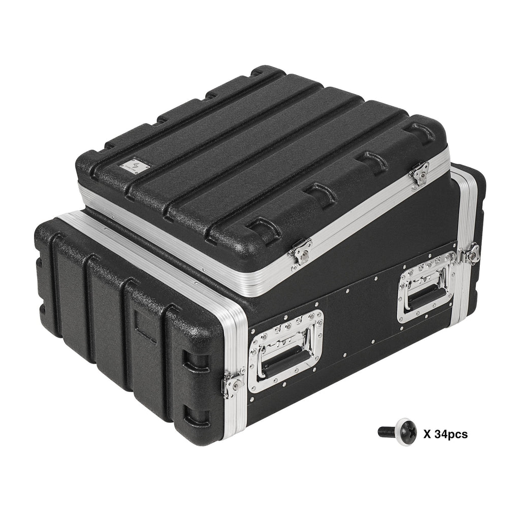 Sound Town STMR-A10X4U-R | REFURBISHED: Lightweight and Compact 4U ATA ABS Rack Case, with Slant Mixer Top, 21" Depth, 10U Top and 4U Side Spaces-Includes Rackmount Screws