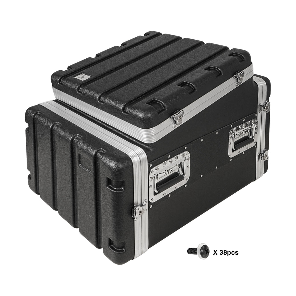 Sound Town STMR-A10X6U | Lightweight and Compact 6U ATA ABS Rack Case, with Slant Mixer Top, 21" Depth, 10U Top and 6U Side Spaces-Includes Rackmount Screws