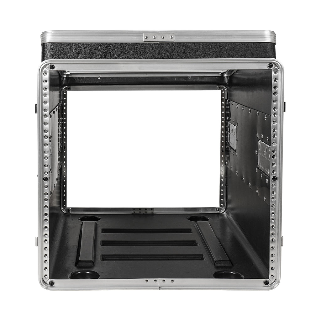 Sound Town STMR-A10X8UW-R | REFURBISHED: 8U Lightweight and Compact ATA ABS Rack Case, with Slant Mixer Top, Casters, 21" Depth, 10U Top , 8U Side Spaces - Internal Compartment, Back View