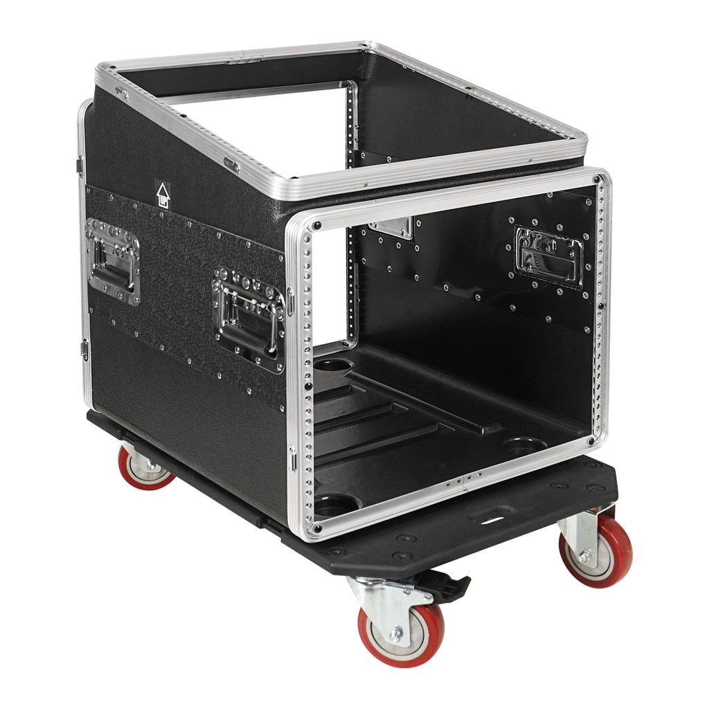 Sound Town STMR-A10X8UW-R | REFURBISHED: 8U Lightweight and Compact ATA ABS Rack Case, with Slant Mixer Top, Casters, 21" Depth, 10U Top , 8U Side Spaces - without Covers Left View