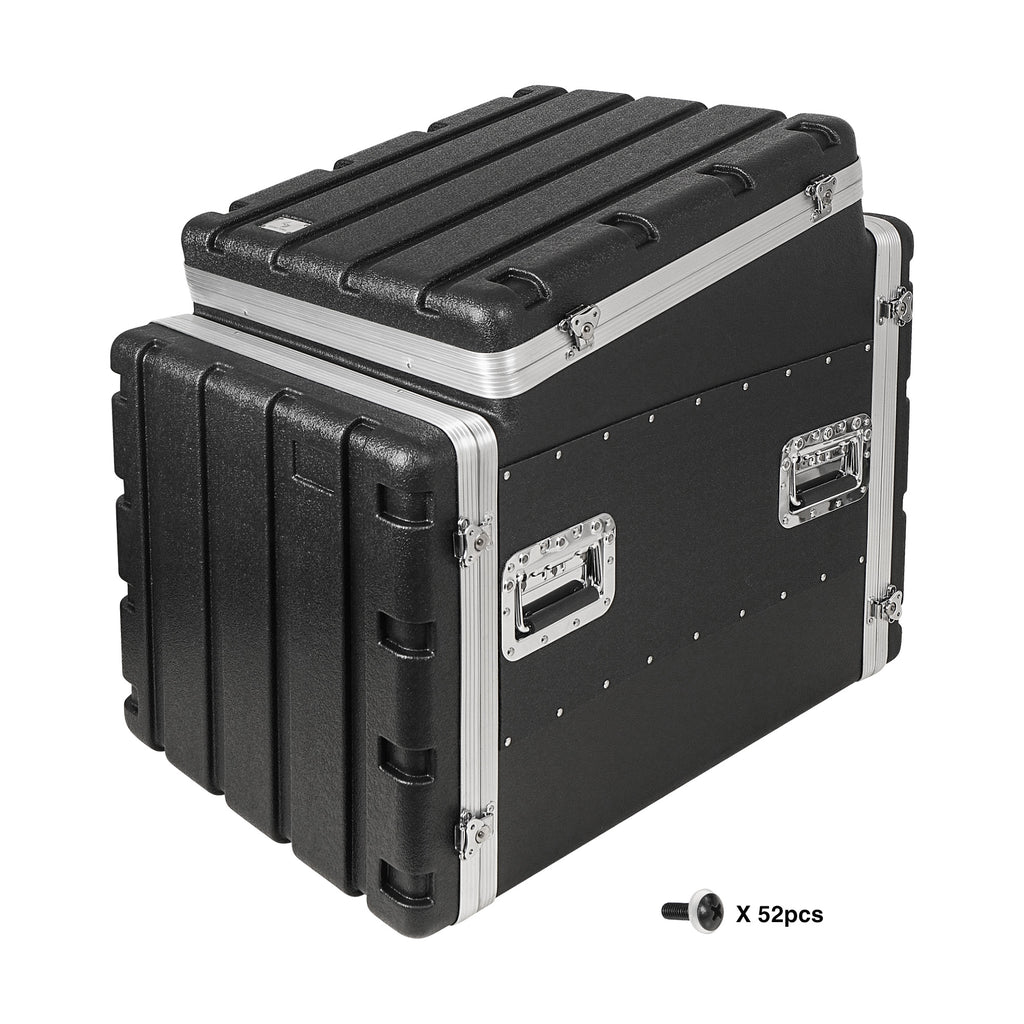 Sound Town STMR-A12X10UW | 10U Lightweight and Compact ATA ABS Rack Case, with Slant Mixer Top, Casters, 24.5" Depth, 12U Top , 10U Side Spaces - Includes Rack Mount Screws