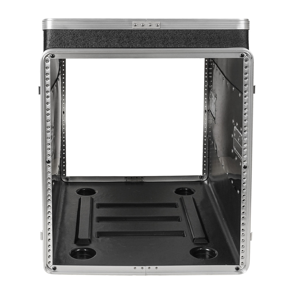 Sound Town STMR-A12X10UW | 10U Lightweight and Compact ATA ABS Rack Case, with Slant Mixer Top, Casters, 24.5" Depth, 12U Top , 10U Side Spaces - Internal Compartment