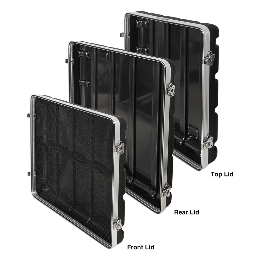 Sound Town STMR-A12X10UW | 10U Lightweight and Compact ATA ABS Rack Case, with Slant Mixer Top, Casters, 24.5" Depth, 12U Top , 10U Side Spaces - Removable Top, Rear, Front Lid Covers