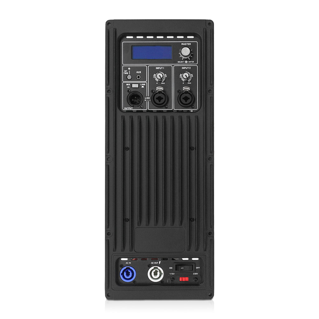 Sound Town STPA-G750DSP-V | Class-D Plate Amplifier 700W Continuous w/ TWS Bluetooth, DSP for PA DJ Speaker Cabinets and Loudspeakers for PA DJ Loudspeakers with two XLR-1/4" combo (mic/line), one 1/8" (AUX) / Bluetooth