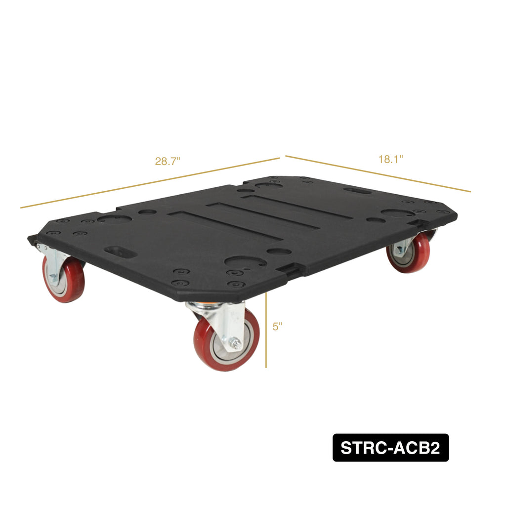 Sound Town STRC-ACB2-R | REFURBISHED: Plywood Caster Board for Road/Rack Cases, w/ 4-inch Wheels and Brakes - Size and Dimensions